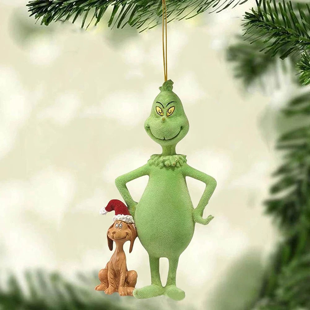 18Pcs 2D Acrylic Christmas Tree Green Monsters Ornaments Cute Green Monsters Christmas Tree Pendants Christmas Cartoon Ornaments - silverfoxgoods
